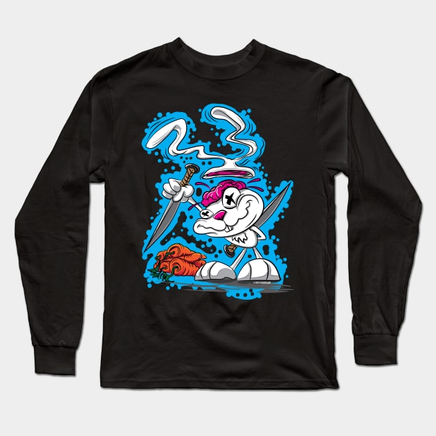 Deranged Psycho Knife wielding Killer Bunny Rabbit Long Sleeve T-Shirt by eShirtLabs